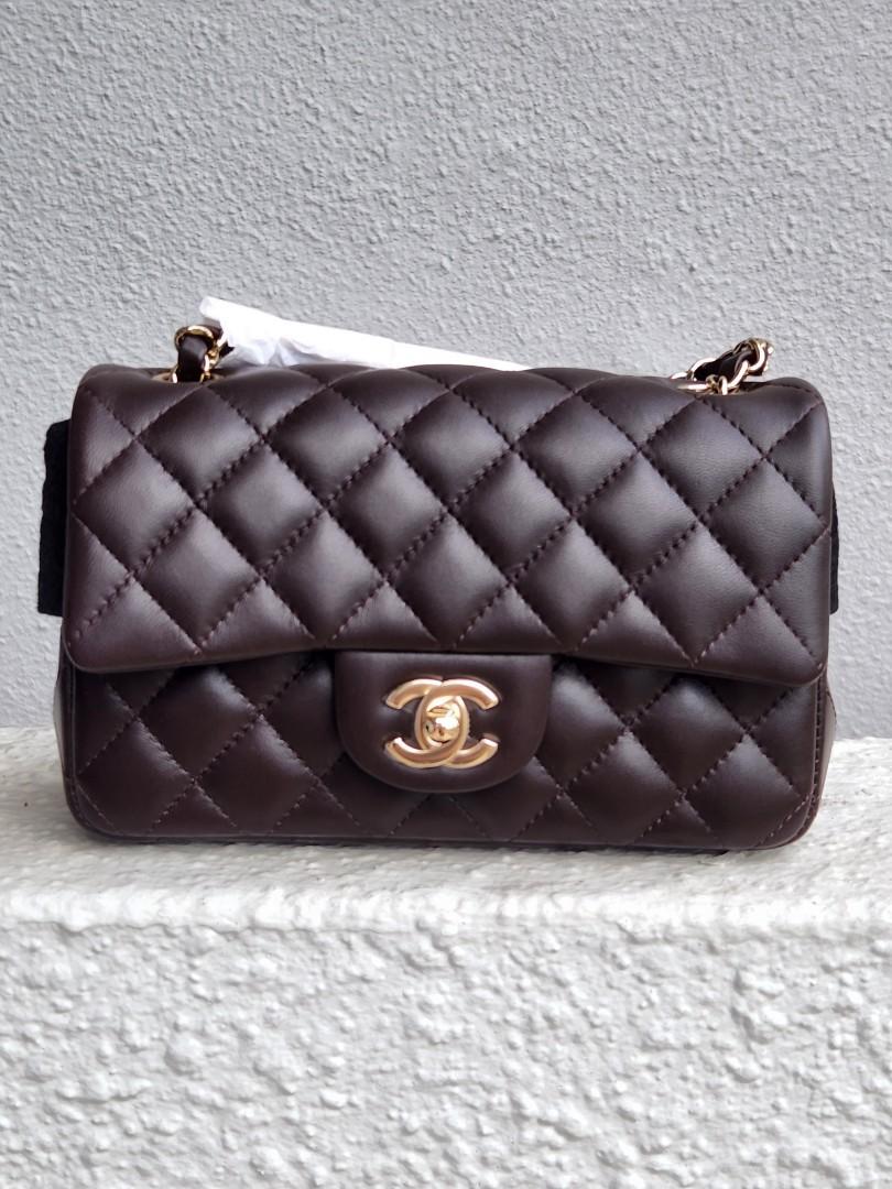 Moving sales! Chanel 21A Mini Rectangle Chocolate Brown, Luxury, Bags &  Wallets on Carousell