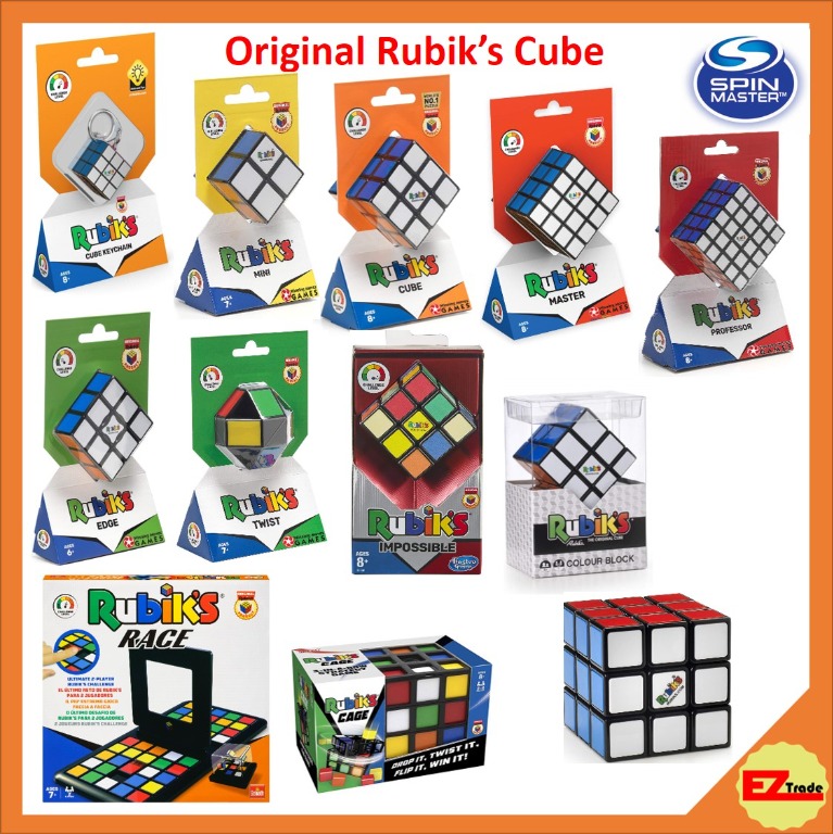 Rubik’s Solve The Cube 4-Pack Bundle Edge 2x2 Mini 3x3 Original 4x4 Master Brain Tease Toy Gift Set for Adults & Kids Ages 8 and up  Exclusive 