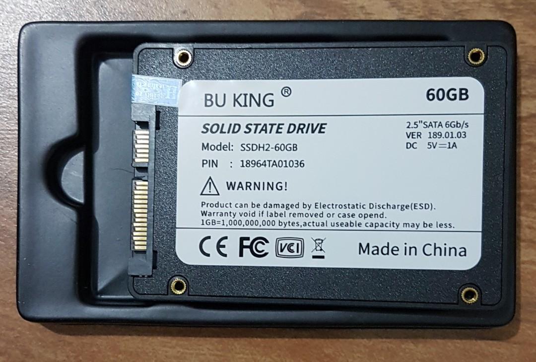 SSD Buking 2.5" SATA 60 GB (Category: Hard Disks & Thumbdrives) located in Marikina City. Submitted by adnair0808 (Listing ID 1173900391, Image 3). Description: Solid State Disk (SSD) Buking 2.5" SATA 60 GB.