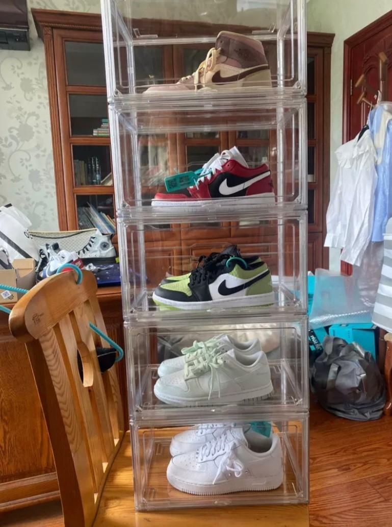 Shoe Display Stackable Non filmsy type. Stackable Display Sneakers Shoes Boxes Sneaker Storage ...