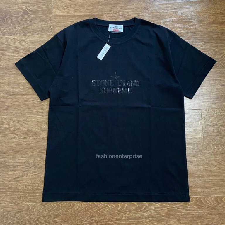 Supreme x Stone Island S/S Top Tee Black SS22, Men's Fashion, Tops ...