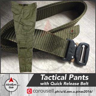 Tactical 12 Pocket Pants with FREE Quick Release Tactical Belt - Army Green