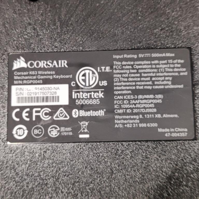 Used Not Working Corsair K63 Wireless Mechanical Keyboard For Parts