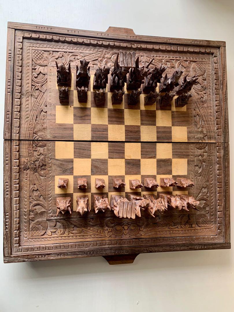 Hand Carved octagon Board and Court Style Chess Set – From Bali to Us