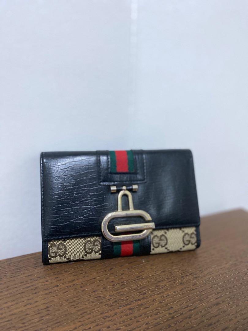 Vintage Gucci Web Sherry Line GG Canvas Wallet, Luxury, Bags 