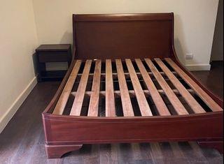 WOODEN BED (mattress not included) + SIDE TABLE