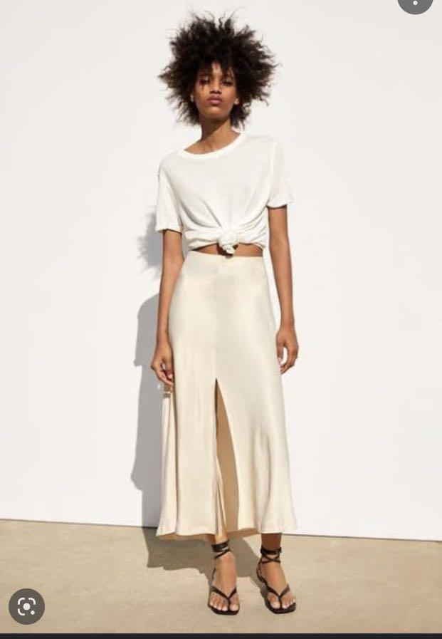 Zara cream satin skirt Clearance