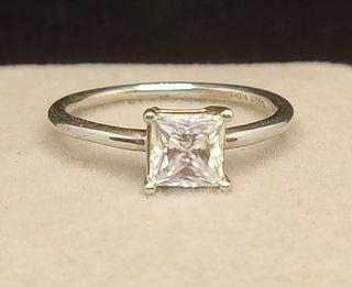 1 carat Princess Cut Gra Certified Moissanite Silver Ring. Half Price