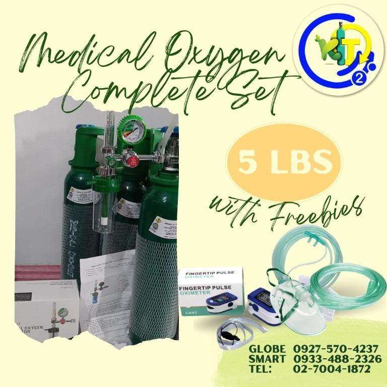 5LBS Medical Oxygen Tank Complete Set, Health & Nutrition, Medical Supplies & Tools on Carousell