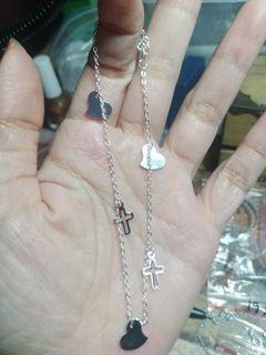 Anklet heart and cross original silver cod cod