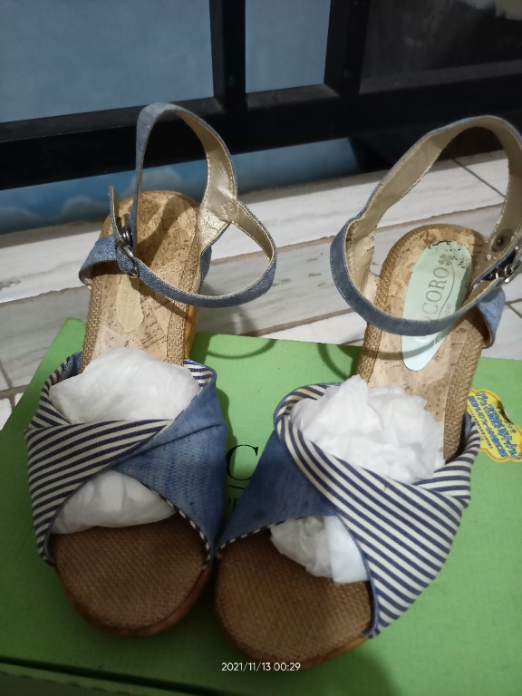 Baby Blue Wedges Fesyen Wanita Sepatu di Carousell