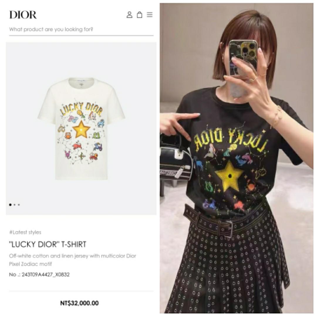 Christian Dior 正品 限量優惠 原廠出口歐洲 S M L碼每碼只有少量 女裝黑色 白色星座圖案短袖t恤 官網價約hk 7500 欲睇更多圖片請pm Wtsapp 女裝 上衣 T Shirt Carousell