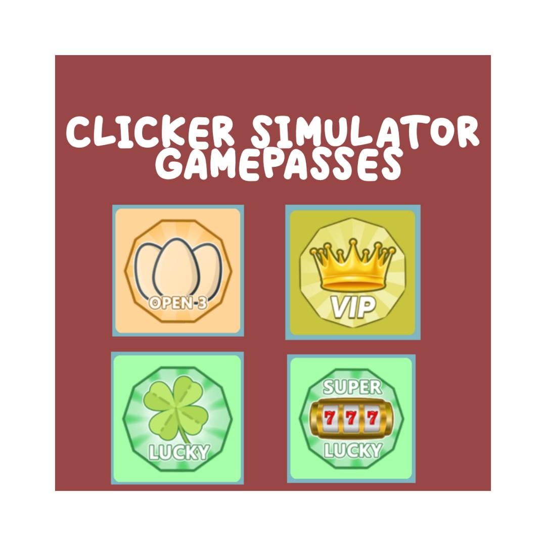 CLICKER SIMULATOR GAMEPASSES || READ DESCRIPTION OR PM ME FOR PRICE LIST ||  GCASH ROBLOX, Video Gaming, Video Games, Others on Carousell