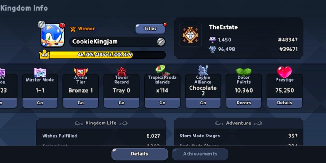Cookie Run Kingdom Account (Category: Game Gift Cards & Accounts) located in Pasig City. Submitted by tobyrama (Listing ID 1174005491, Image 2). Description: I'm selling my well maintained Cookie Run Kingdom Account because I don't have time to play it, it's in Hollyberry Server and has a lot of diamonds and mileage and still growing, i can send more pictures if needed, price is super negotiable, dm if interested..