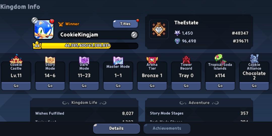 Cookie Run Kingdom Account (Category: Game Gift Cards & Accounts) located in Pasig City. Submitted by tobyrama (Listing ID 1174005491, Image 1). Description: I'm selling my well maintained Cookie Run Kingdom Account because I don't have time to play it, it's in Hollyberry Server and has a lot of diamonds and mileage and still growing, i can send more pictures if needed, price is super negotiable, dm if interested..