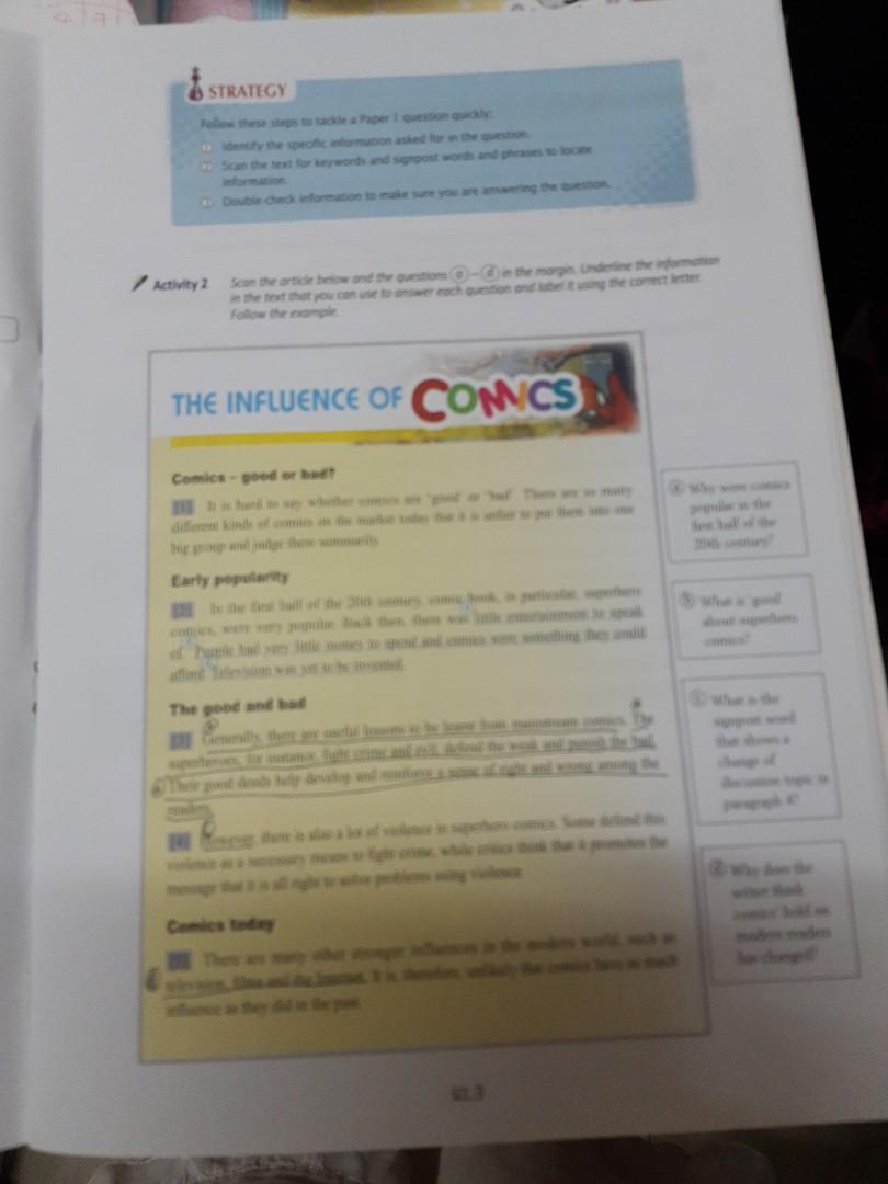 Developing skills paper 1 & 2 reading and writing set B 2021 revised edition, 興趣及遊戲, 書本 & 文具