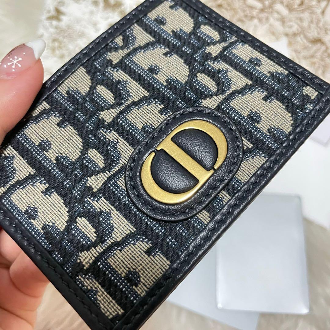 30 Montaigne Five-Slot Card Holder Gray Dior Oblique Jacquard