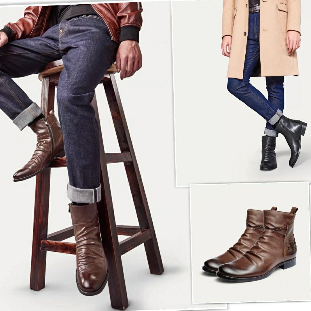 EU 39 48 men plus size pointed toe Chelsea style classic ankle boots very comfortable in wear anti slip