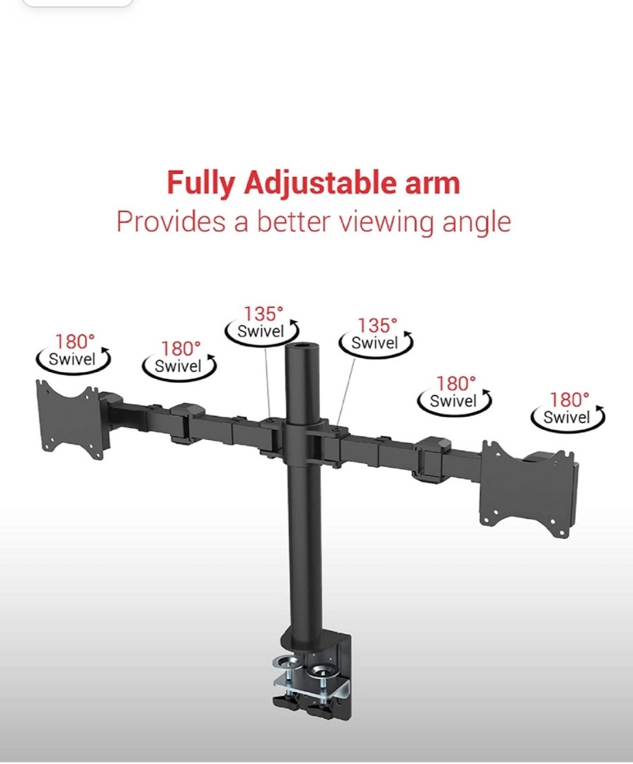 Fleximounts Dual Monitor Arm D1D upto 27 inches, Computers & Tech