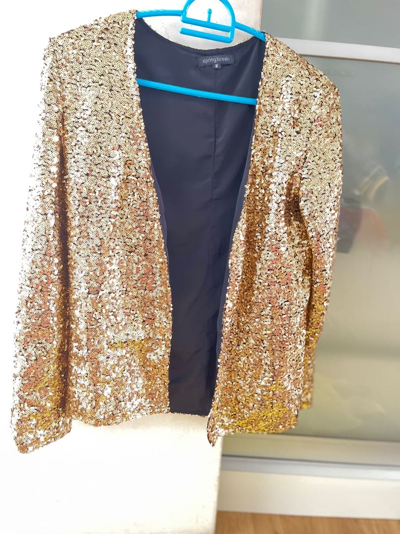 Gold sequin jacket on sale womens