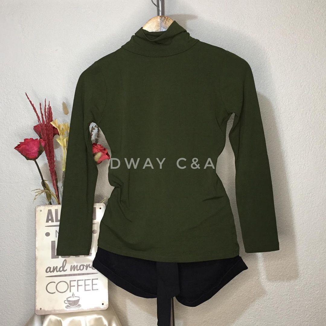 DS Ancona Nori Green Long Sleeve Turtle Neck Top