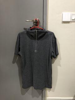 Grey Ribbed Turtleneck Shirt