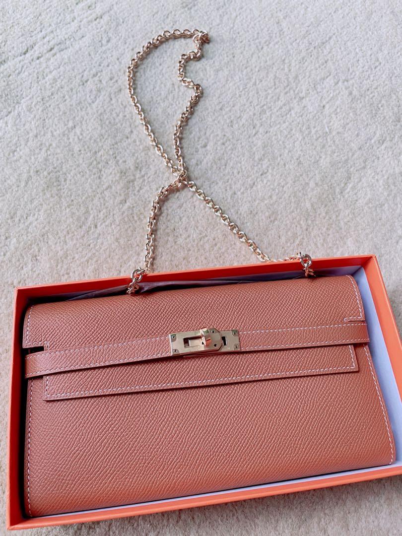 Hermes kelly store wallet with chain