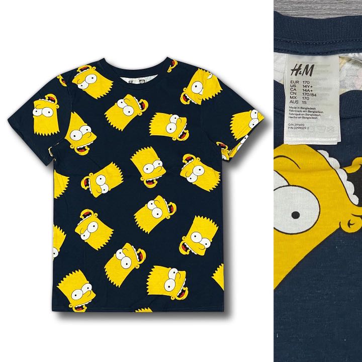 H M x Bart simpson shirt Men s Fashion Tops Sets Tshirts