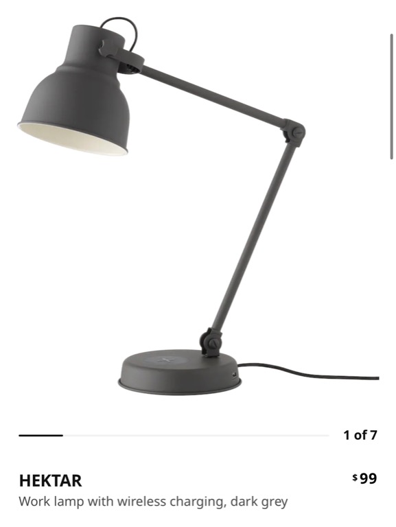 IKEA Desk Lamp with wireless charger, Furniture & Home Living, Lighting & Fans, Lighting on