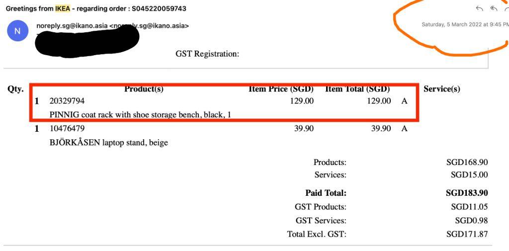 Ikea PINNIG Coat rack with shoe storage bench, black, Furniture & Home