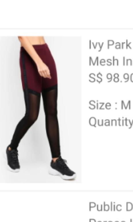 Ivy park mesh burgundy high waist leggings Women s Fashion