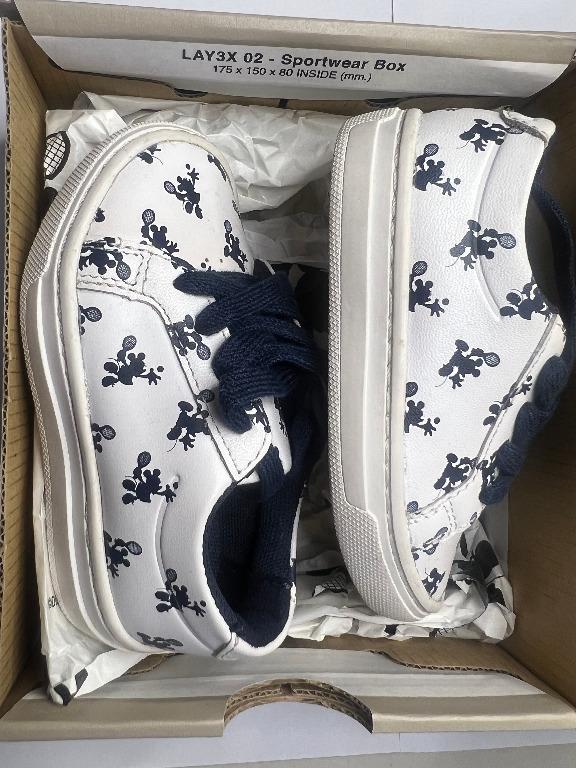 KIDS SHOES: LACOSTE X DISNEY CAI WHITE NAVY LEATHER_MICKEY MOUSE WITH BOX,  Babies & Kids, Babies & Kids Fashion on Carousell