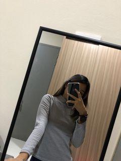 Long Sleeve Ribbed Grey Turtleneck