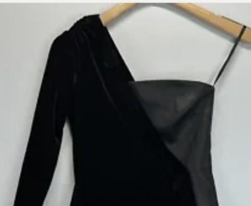 Bcbg one shoulder faux leather top deals