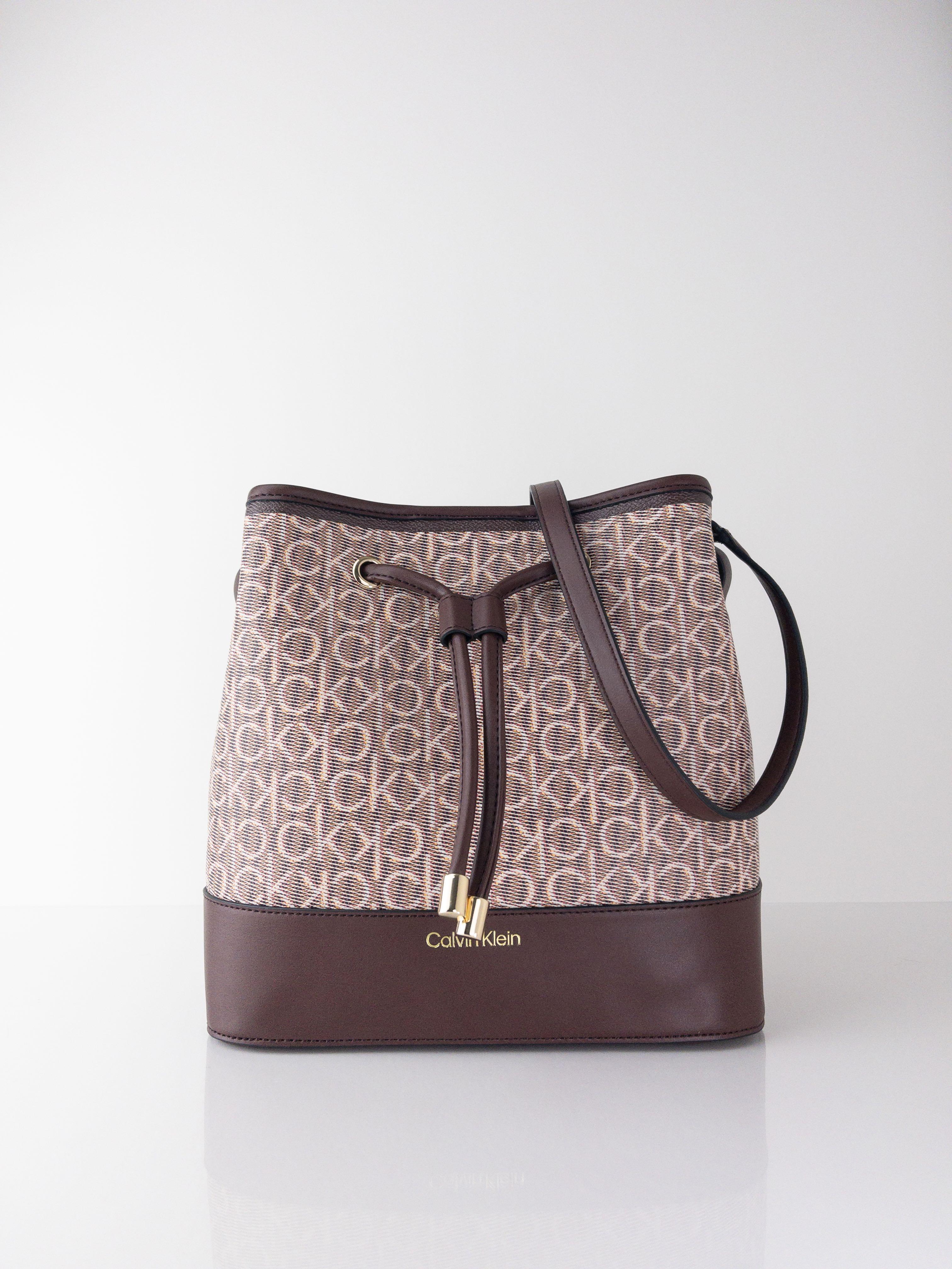 DISCOUNT NEW CALVIN KLEIN H9JKEWW1 GABRIANNA CANVAS BUCKET SHOULDER BAG FAWN MULTI
