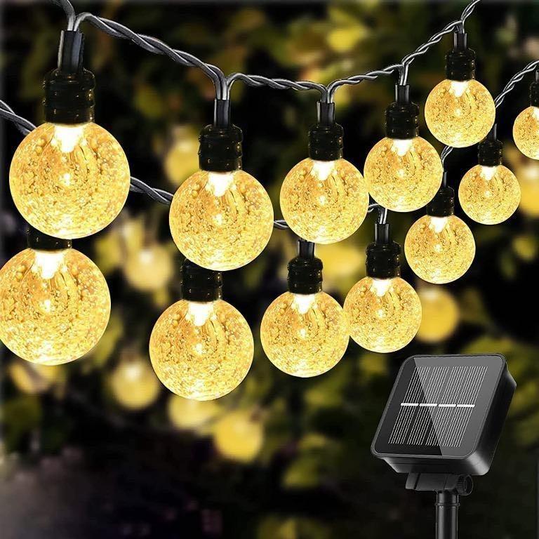 21 ft 30 LED Solar String Ball Lights Outdoor Waterproof Warm White Garden Decor 