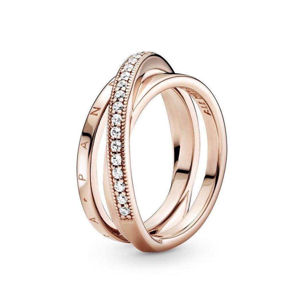 Pandora authentic Sales Triple Crossover Band Rose Gold Ring Women s Fashion Jewelry Organisers Rings on Carousell