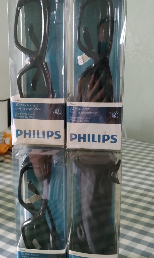 Philips Active 3D Glasses High contrast lenses Total 4 pairs, TV & Home