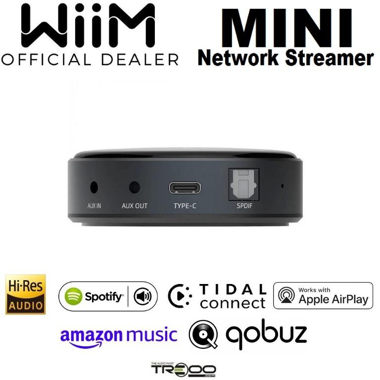  WiiM Mini AirPlay 2 Receiver Adapter, WiFi Multi-Room  Streamer and Transmitter, Works with Alexa and Siri, Aux and SPDIF Outputs,  Stream High-Resolution Audio from Spotify,  Music, TIDAL and :  Electronics