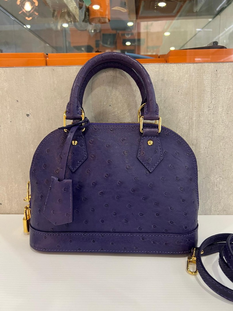 Louis Vuitton Gris Ostrich Leather Alma BB Bag - Yoogi's Closet