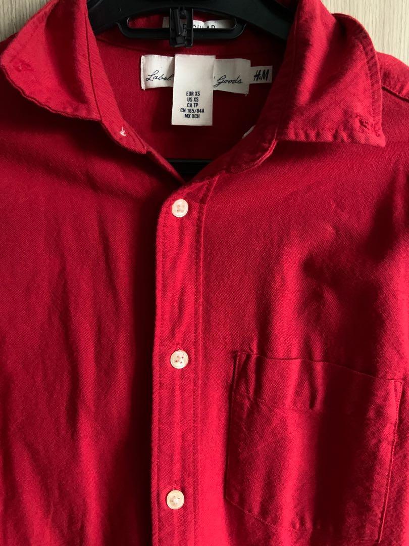 Red button clearance down polo shirt