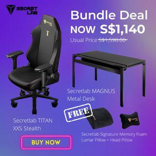Secretlab TITAN (XXS) Gaming Chair + Secretlab MAGNUS Metal Desk with FREE Gifts