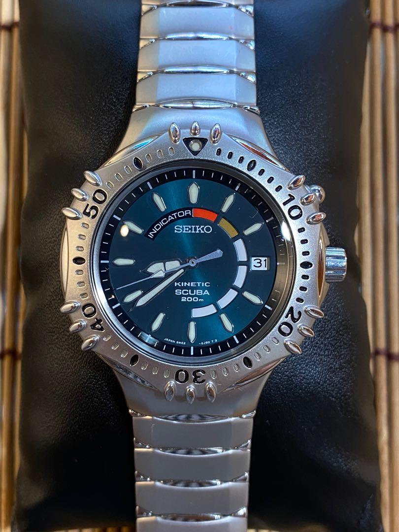 🌕Seiko靚價🌕 Seiko 5M42-0F70 中古二手Seiko Giugiaro Design Kinetic Scuba 5M42-0F70  5M42 人體動能2022 消費券, 男裝, 手錶及配件, 手錶- Carousell