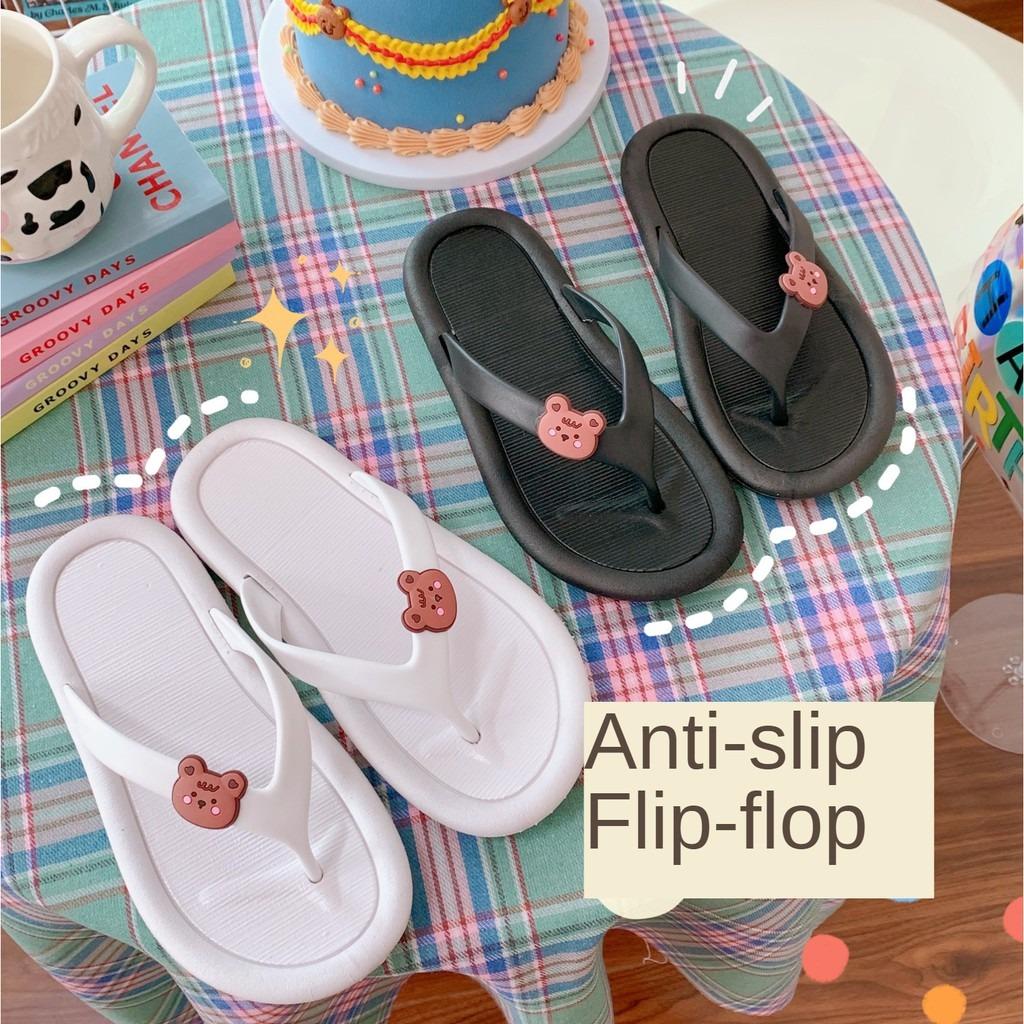 SG Local Stock Cute Bear Flip Flop Anti slip Flip flop Women s Slipper Summer Beach Flat Sandals