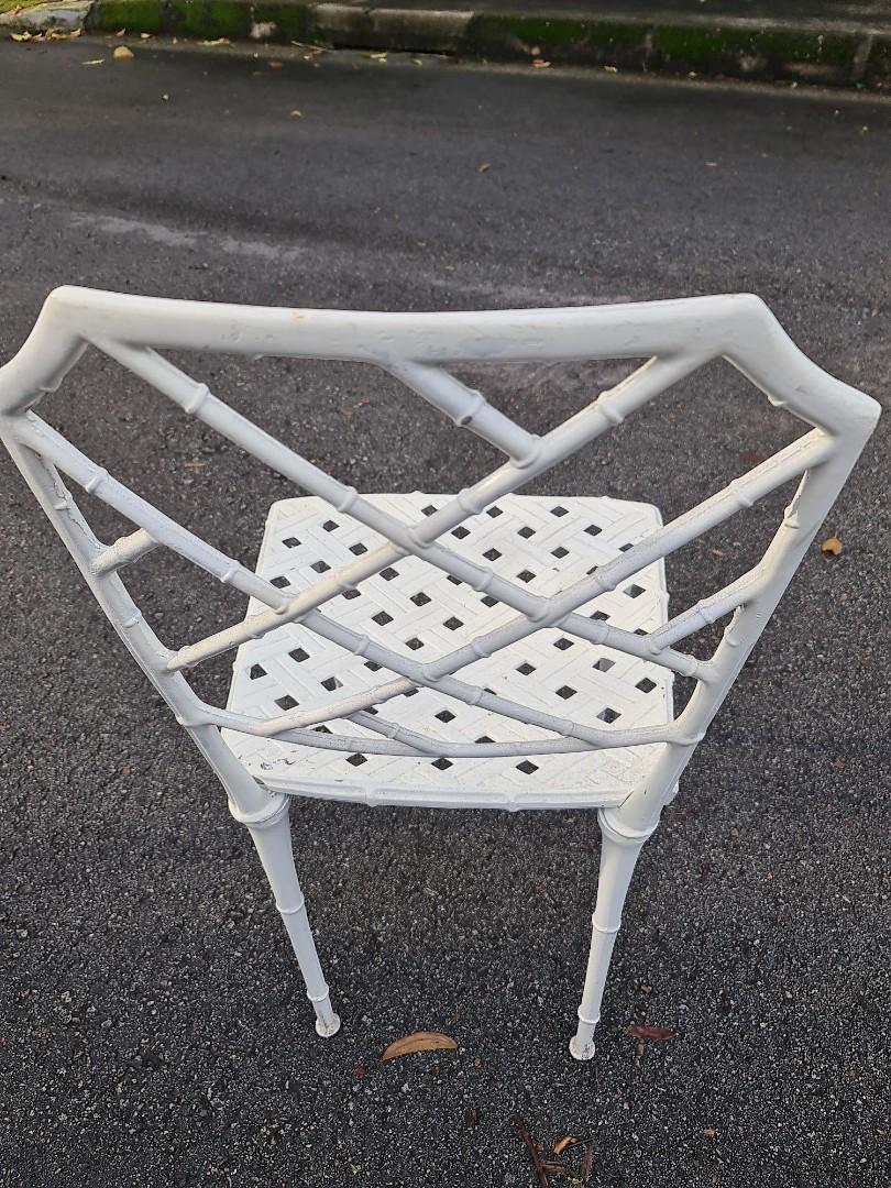 Splendid Enderslea Antique Wrought Iron Chair with Unique Bamboo Accents from Malacca, Furniture