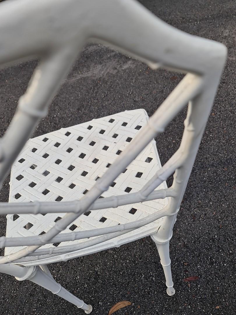 Splendid Enderslea Antique Wrought Iron Chair with Unique Bamboo Accents from Malacca, Furniture