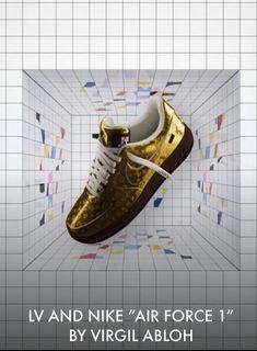 Louis Vuitton Nike Air Force 1 Low By Virgil Abloh Metallic Gold 100%  Authentic