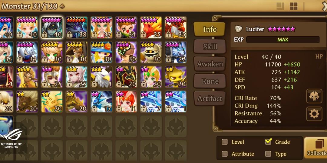Summoners war Asia Lucifer starter