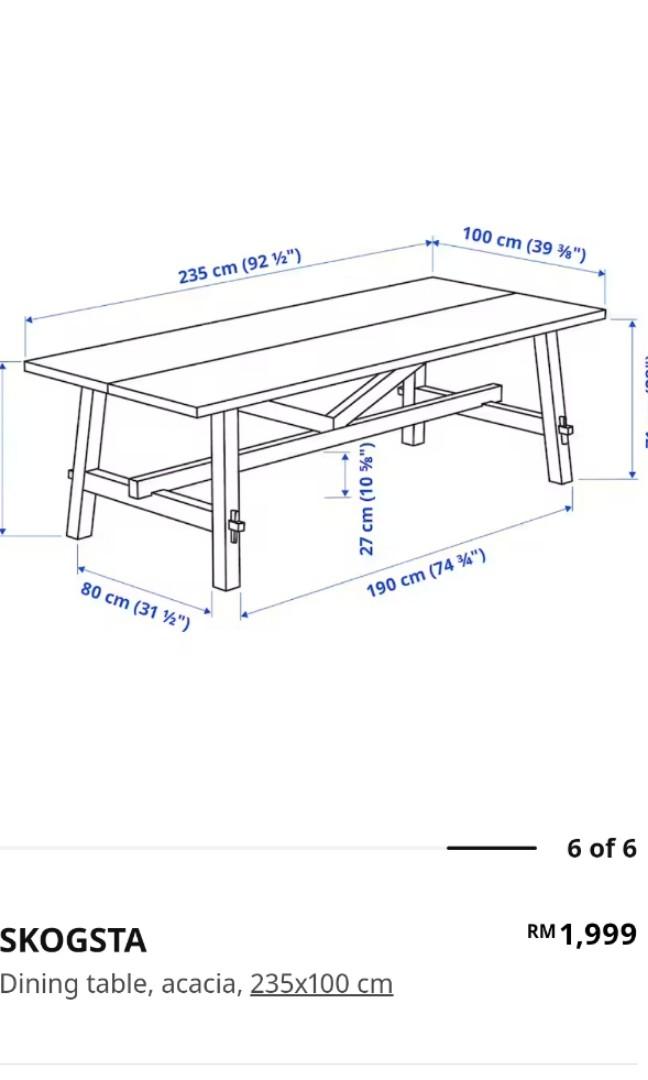 Table IKEA (Original Price RM1,999.00), Furniture & Home Living