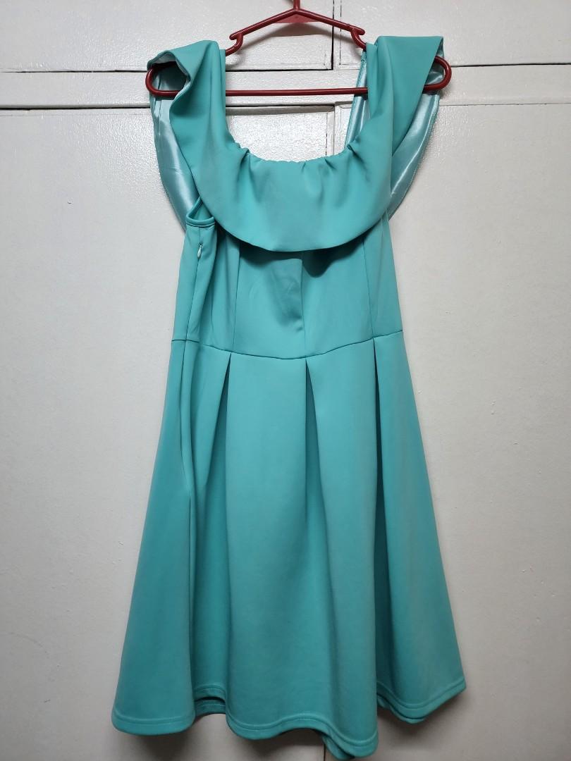 Teal offshoulder dress (Category: Dresses) located in Manila. Submitted by Ro_stuff (Listing ID 1174063703, Image 3). Description: XL on tag.